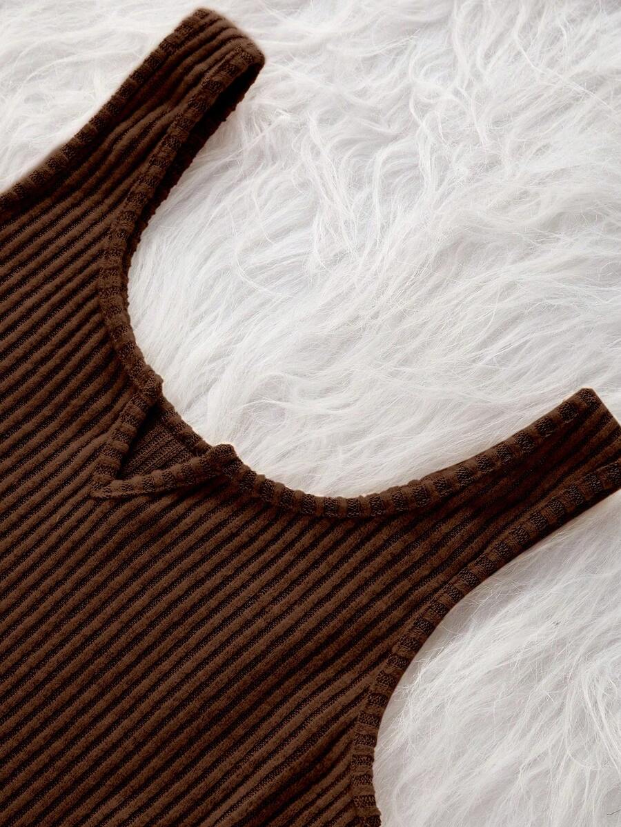 Tank Top Ribbed - Brown Ribbed Brushed Tank Top Sleepwear