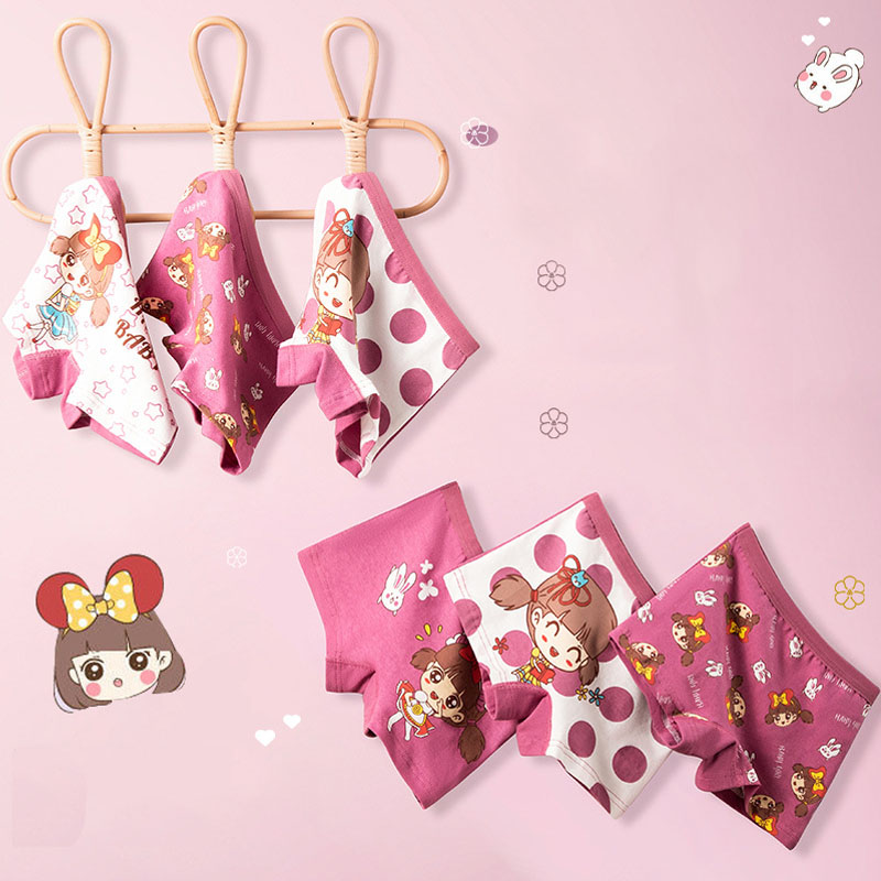 Boxer Brief Pack Cotton - 4pcs/Pack Young Girl Underwear Cartoon Print