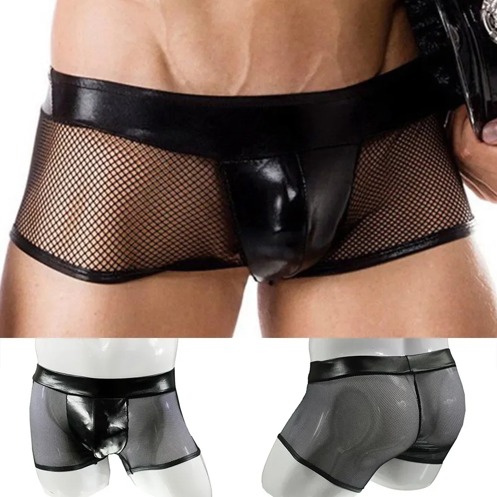 Men Sexy Underwear Faux Leathe - Bamboo Fiber Trunk のレビューと価格