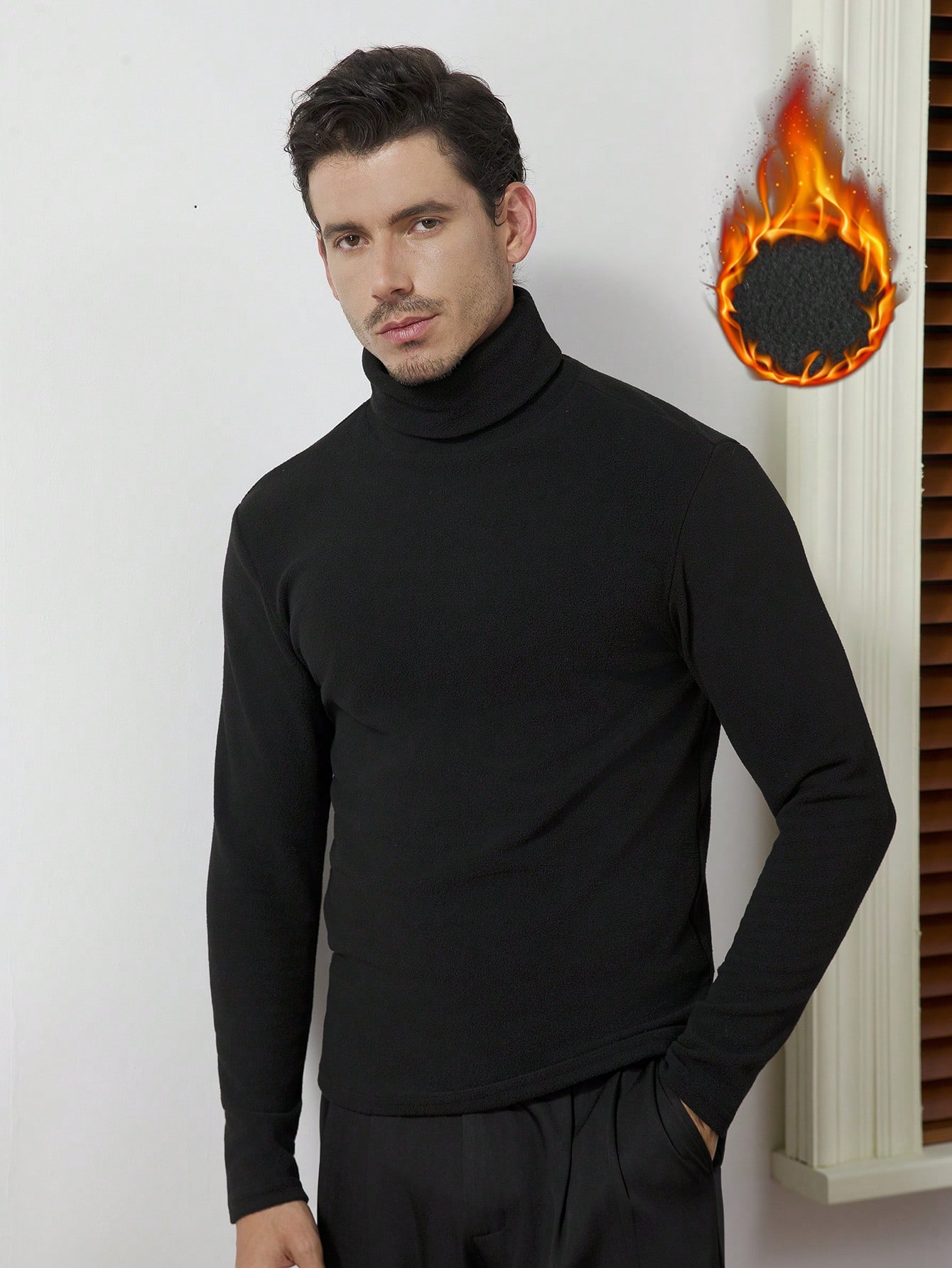 Men's Black High-Neck Long Sle - Base Layer Top のレビューと価格