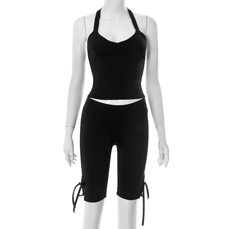 Women Solid 2 Piece Set Summer - Suspender Tank Top のレビューと価格