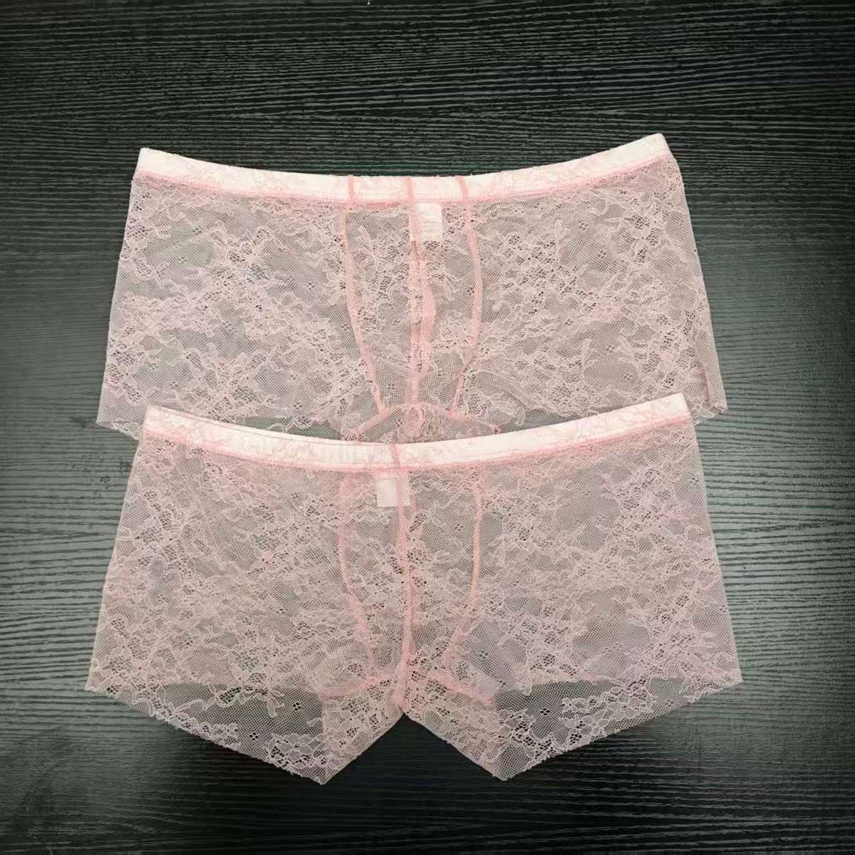 2PCS PACK Man's Pink Lace Brie - Boxer Brief Pack Cotton のレビューと価格