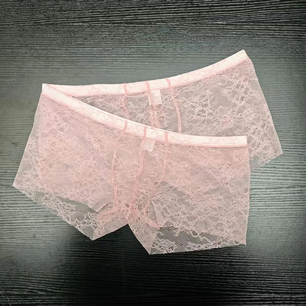 2PCS PACK Man's Pink Lace Brie - Boxer Brief Pack Cotton のレビューと価格