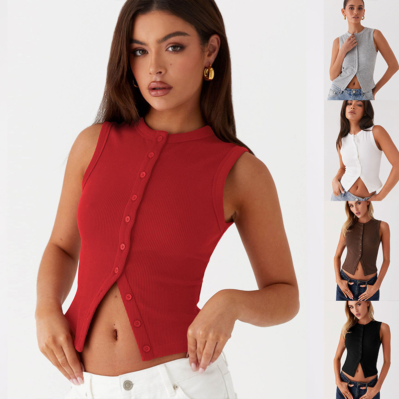 Ribbed Tank Button Crop Top Y2 - Tank Top Ribbed のレビューと価格