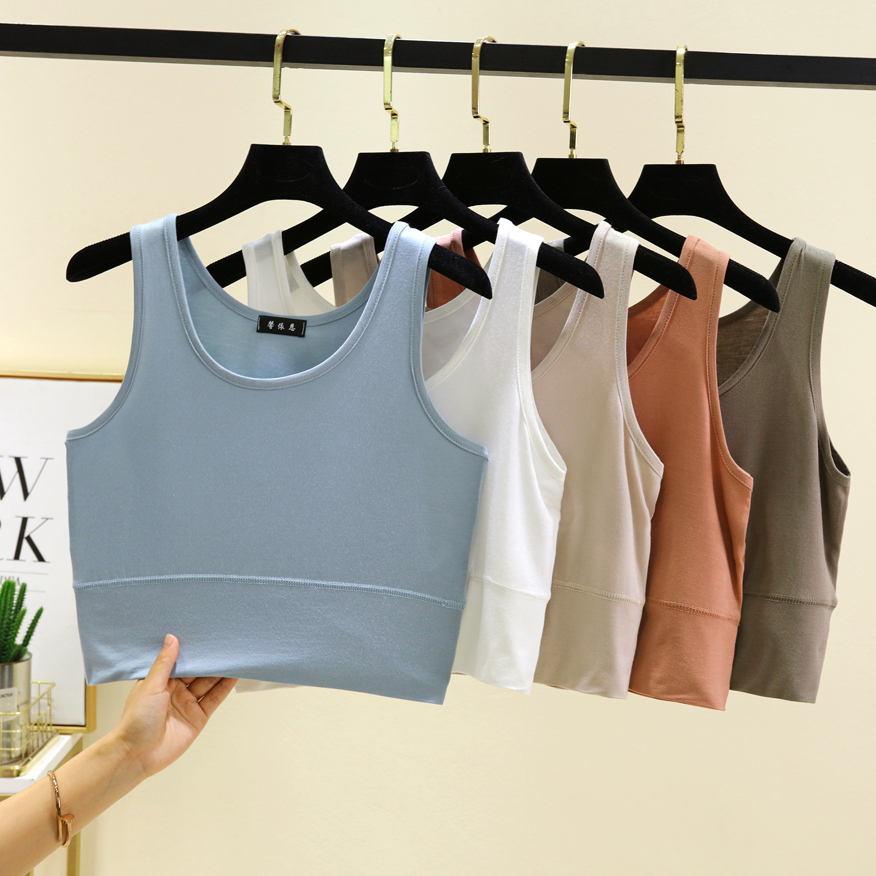 Modal O Neck cropped top Elast - Sleeveless Undershirt のレビューと価格