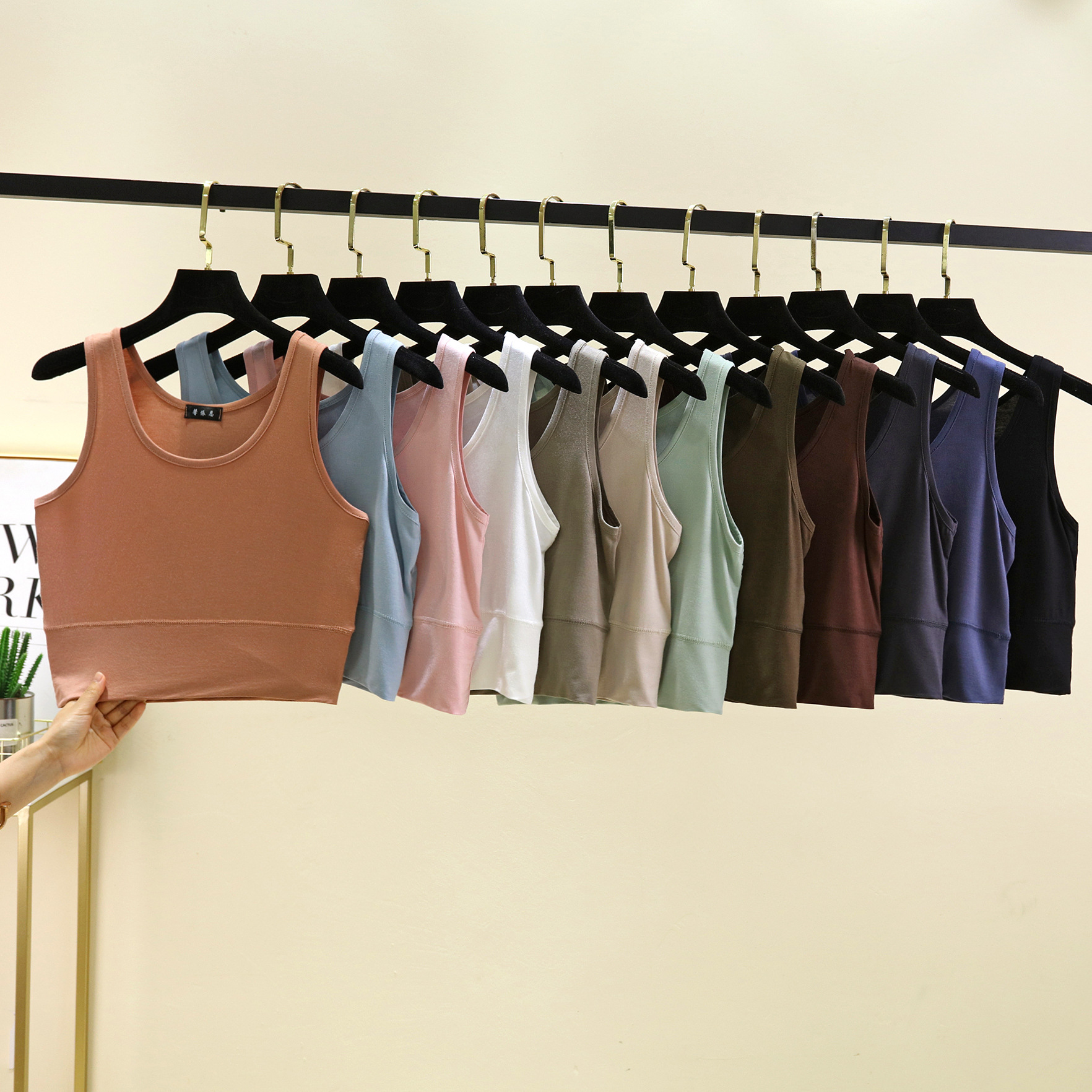 Modal O Neck cropped top Elast - Sleeveless Undershirt のレビューと価格