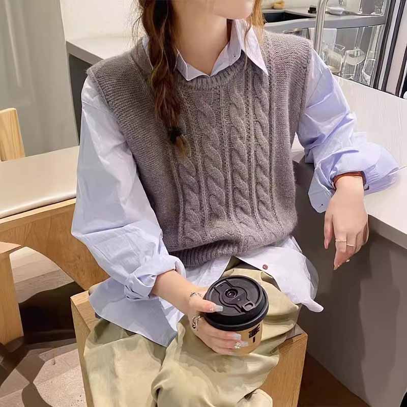 2025 New O-Neck Knitted Vest W - Sleeveless Undershirt のレビューと価格