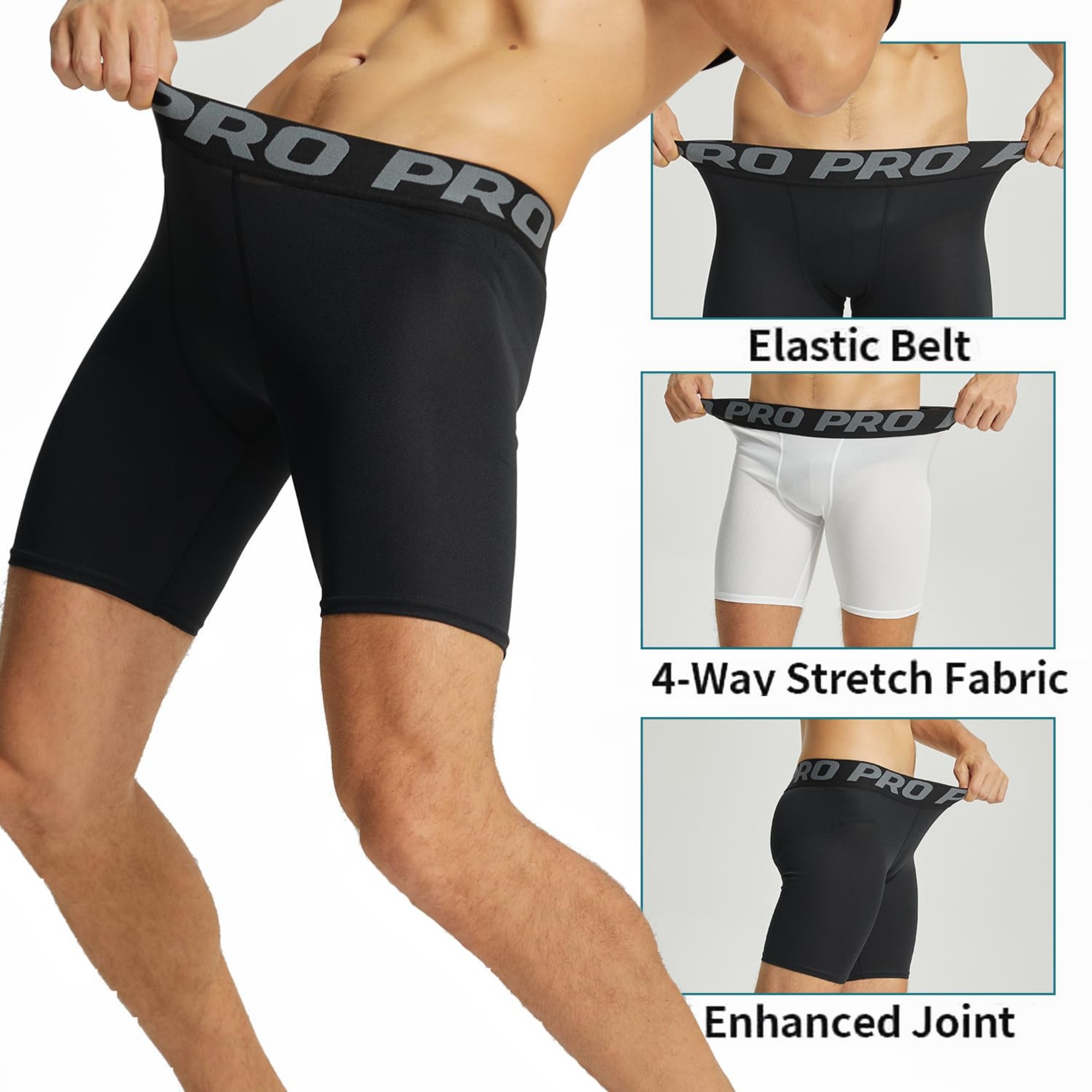 3 Pack Mens Compression Shorts - Performance Boxer Sport のレビューと価格