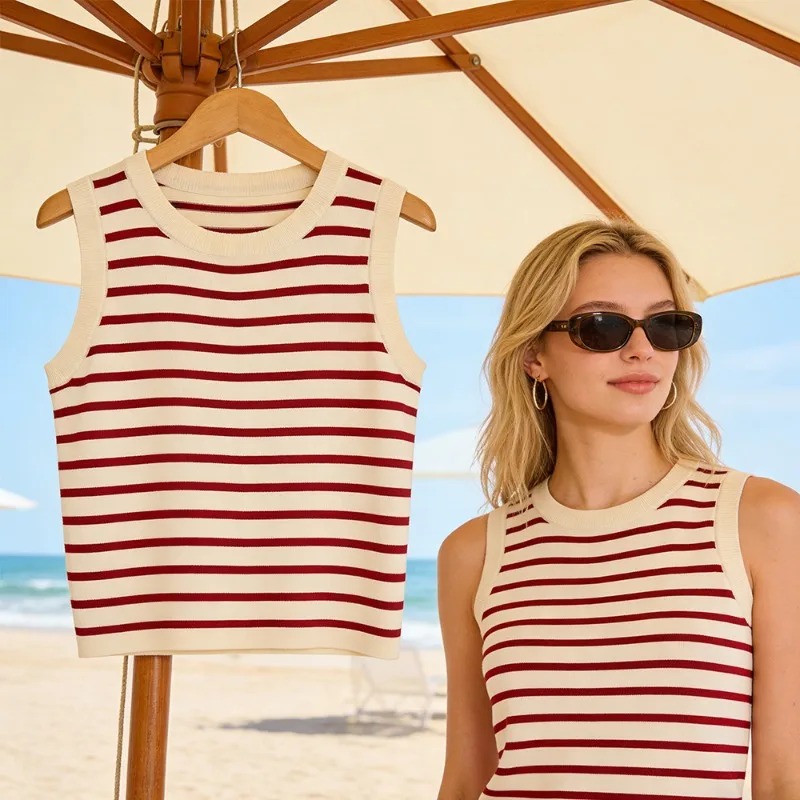 One Size Short Striped Ice Sil - Sleeveless Undershirt のレビューと価格