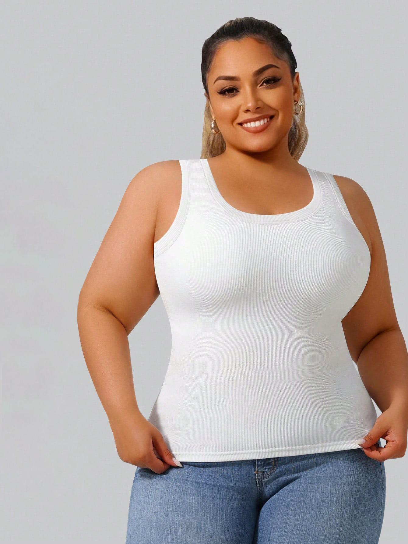Plus Size Women's Solid Ribbed - Tank Top Ribbed のレビューと価格