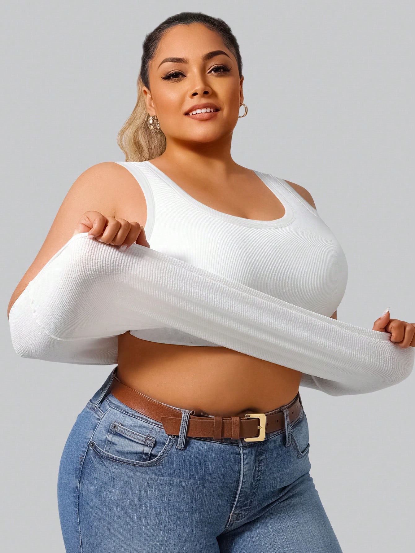 Plus Size Women's Solid Ribbed - Tank Top Ribbed のレビューと価格