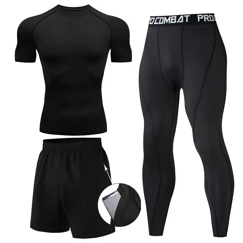3 Pieces Fitness Suits Athleti - Compression Shorts Athletes のレビューと価格