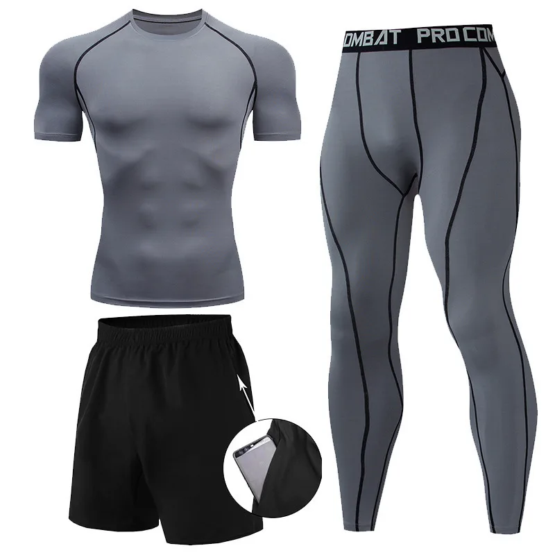 3 Pieces Fitness Suits Athleti - Compression Shorts Athletes のレビューと価格