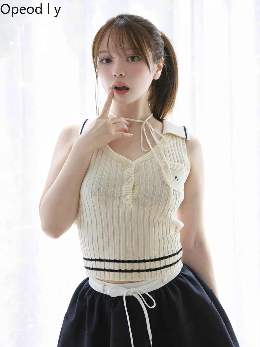 Japanese Sweet Lapel Twist V-n - Suspender Tank Top のレビューと価格