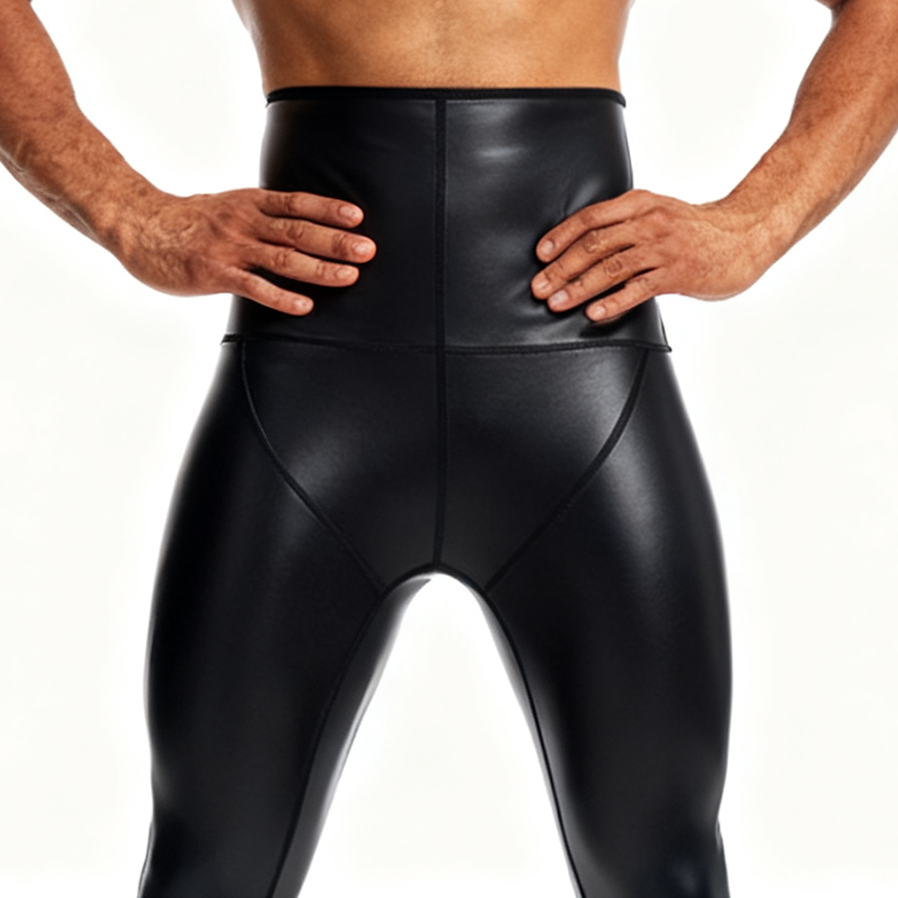 Sexy Men PU Leather Long Pants - Compression Long Pant のレビューと価格