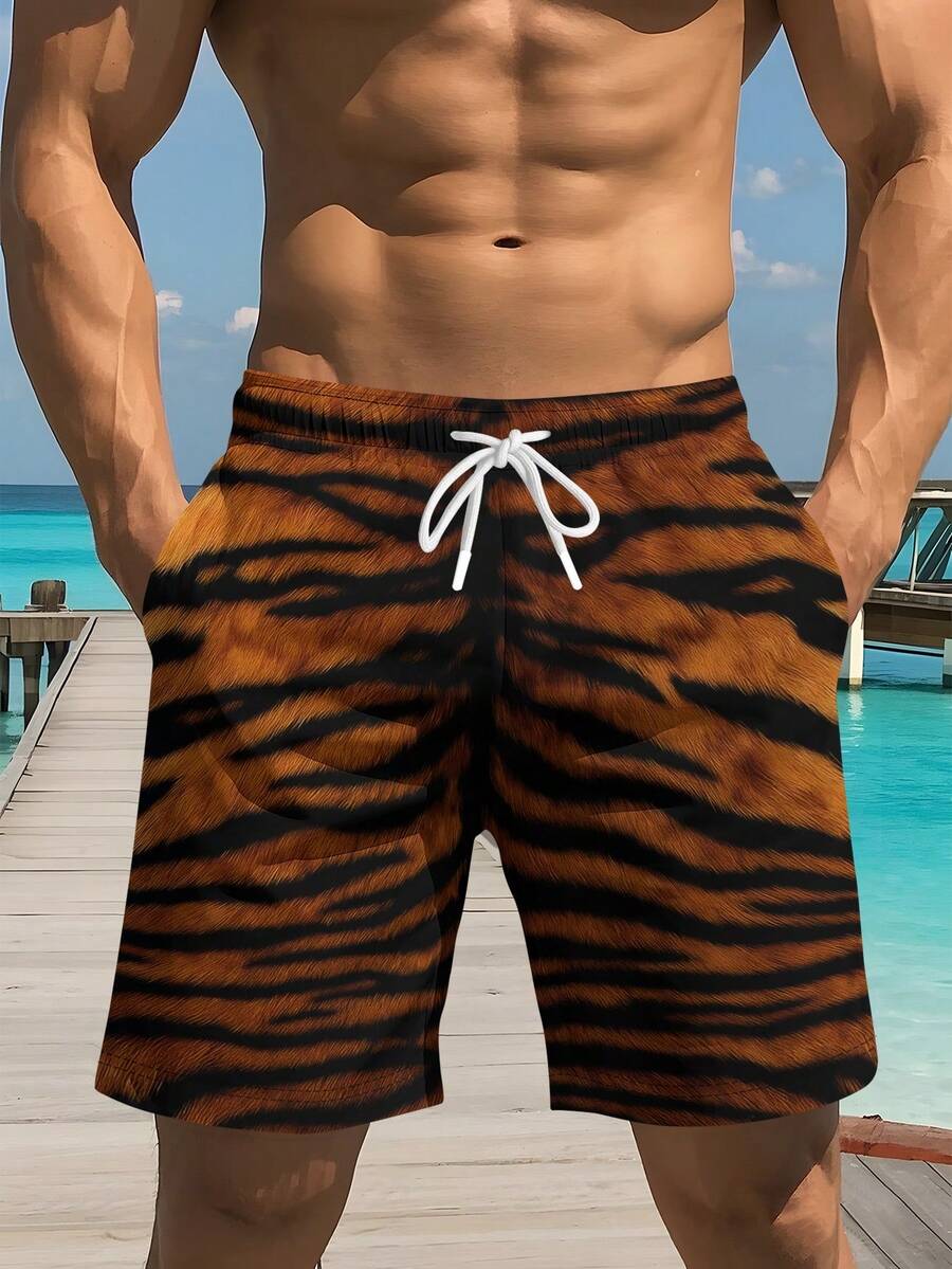 Mens Tiger Print Beach Shorts  - Trunk Breathable Men のレビューと価格
