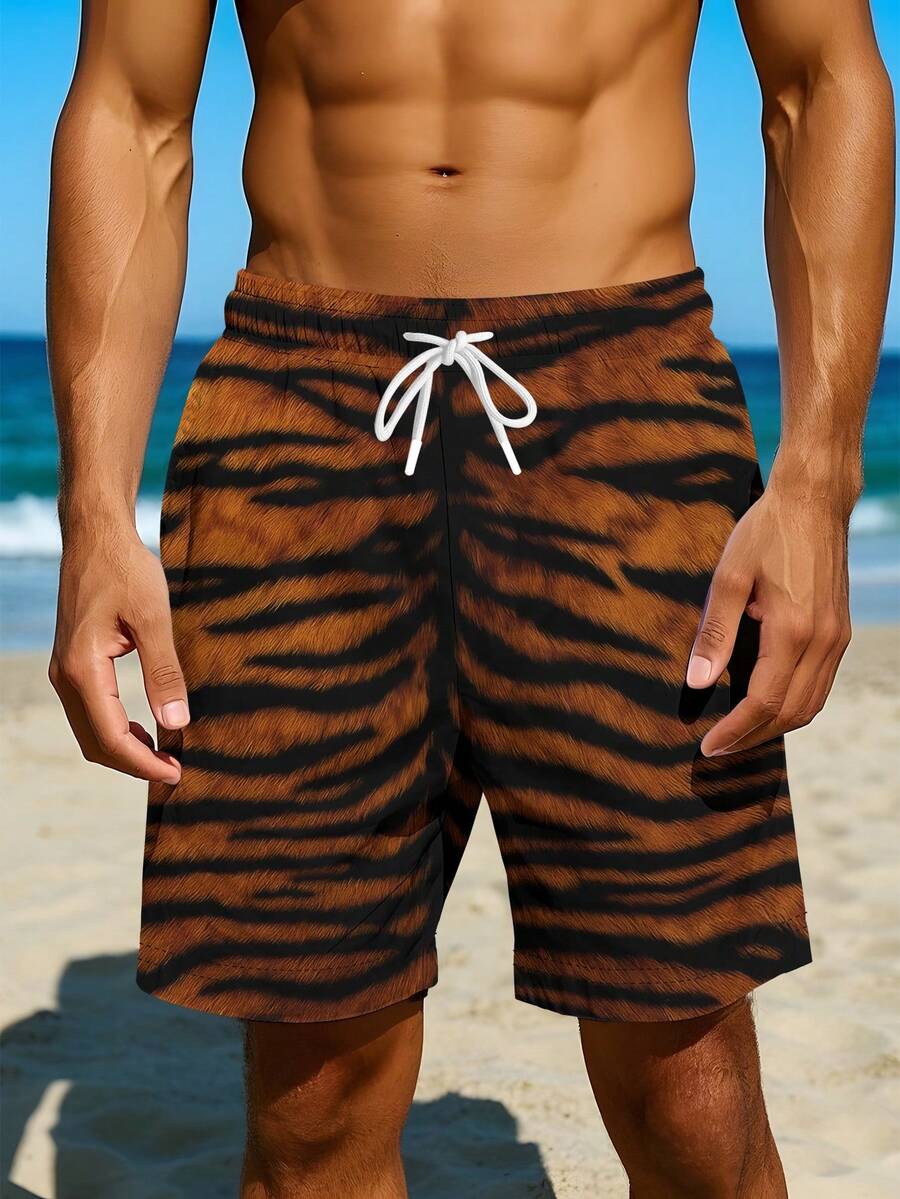 Mens Tiger Print Beach Shorts  - Trunk Breathable Men のレビューと価格