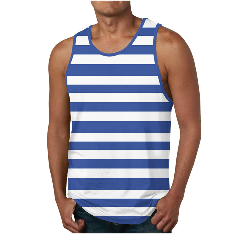 Men's Stripe Tank Tops Summer  - Undershirt Crew Neck のレビューと価格