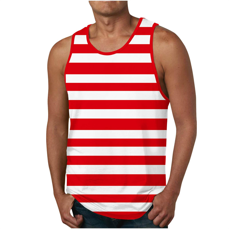 Men's Stripe Tank Tops Summer  - Undershirt Crew Neck のレビューと価格
