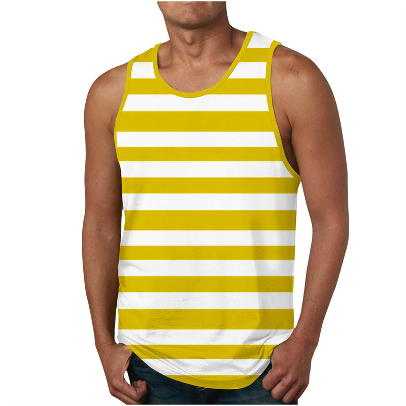 Men's Stripe Tank Tops Summer  - Undershirt Crew Neck のレビューと価格